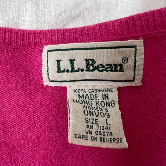 Vintage LL Bean Cashmere pink Cardigan sweater size M -L - Picture 3 of 9